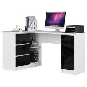 Moderný písací stôl SCYL155L, biely / čierny lesk
