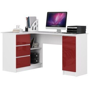 Moderný písací stôl SCYL155L, biely / červený lesk
