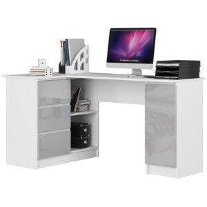 Moderný písací stôl SCYL155L, biely / metalický lesk