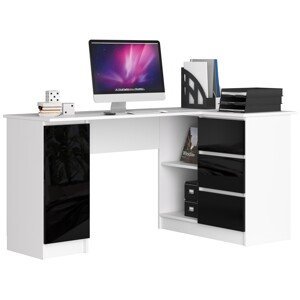 Moderný písací stôl SCYL155P, biely / čierny lesk