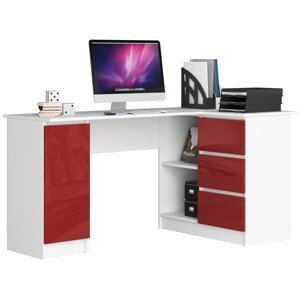 Moderný písací stôl SCYL155P, biely / červený lesk