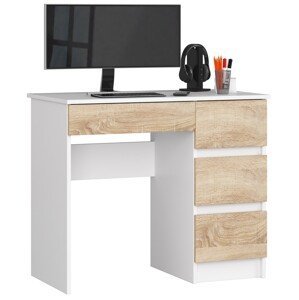 Dizajnový písací stôl ZEUS90P, biely / dub Sonoma
