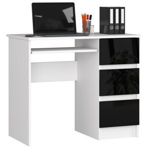 Moderný písací stôl JIRÍ90P, biely / čierny lesk