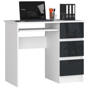 Moderný písací stôl JIRÍ90P, biely / grafitový lesk
