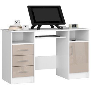 Moderný písací stôl ANNA124, biely / capuccino lesk