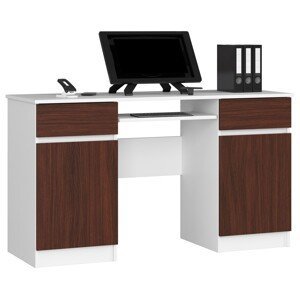 Moderný písací stôl ANNA135, biely / wenge