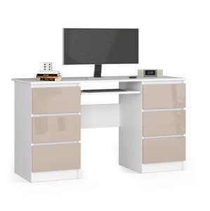 Moderný písací stôl JIRÍ135, biela / cappuccino lesk