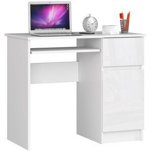 Dizajnový písací stôl PIXEL90P, biely / biely lesk
