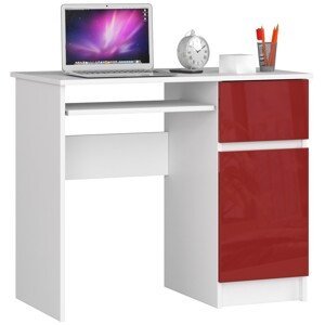 Dizajnový písací stôl PIXEL90P, biely / červený lesk