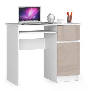 Dizajnový písací stôl PIXEL90P, biela / cappuccino lesk