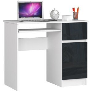 Dizajnový písací stôl PIXEL90P, biely / grafit lesk