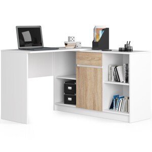Dizajnový písací stôl CASPER, biely / dub Sonoma