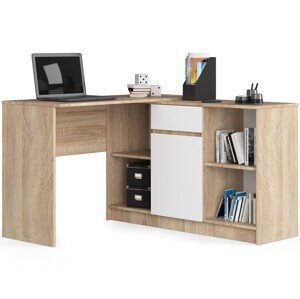 Dizajnový písací stôl CASPER, dub Sonoma / biely