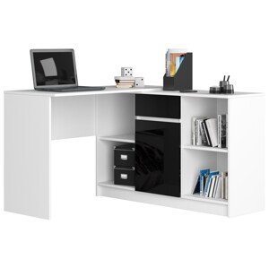Dizajnový písací stôl CASPER, biely / čierny lesk