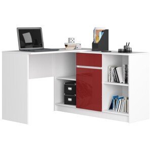 Dizajnový písací stôl CASPER, biely / červený lesk