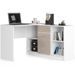 Dizajnový písací stôl CASPER, biely / capuccino lesk