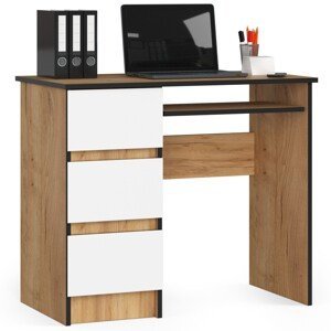 Moderný písací stôl PEGAS90L, dub Craft biely