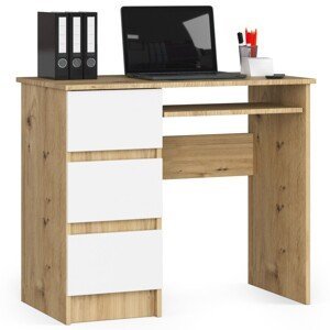 Moderný písací stôl PEGAS90L, dub Artisan / biela
