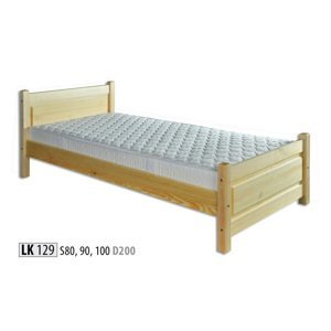 LK129 posteľ - jednolôžko 80, prírodná borovica