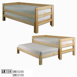 LK134 rozkladacia postel 90 cm, prírodná borovica
