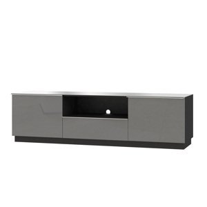 LEANA televízny stolík 24WXJW40, čierna/šedé sklo