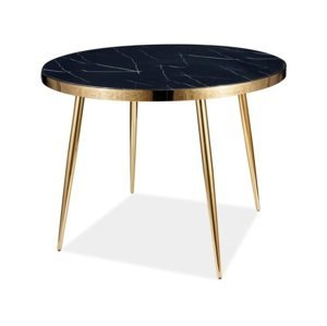 REND jedálenský stôl, čierny mramor / zlatá