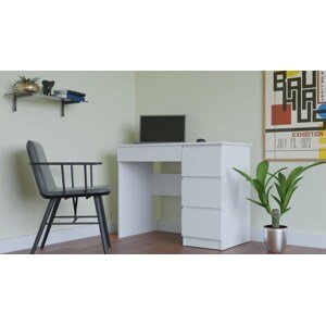 JASMIN písací stôl so zásuvkami, biely, pravý
