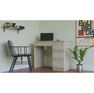 JASMIN písací stôl so zásuvkami, dub sonoma, pravý