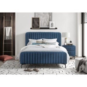 Vintage čalúnená posteľ BLU 180, modrá