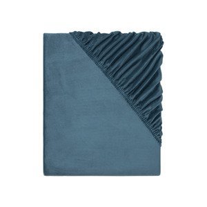LIVARNO home Plyšová napínacia plachta, 90-100 x 200 cm (modrá)