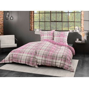 Bierbaum Obojstranná posteľná bielizeň, károvaná/ružová (135 x 200 cm)