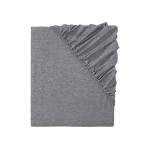 LIVARNO home Napínacia plachta Chambray, 140 – 160 x 200 cm (tmavosivá)