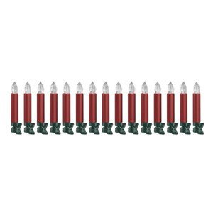 LIVARNO home Bezdrôtové LED sviečky na vianočný stromček, 15 kusov (červená metalická)