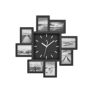 AURIOL® Nástenné hodiny s fotografiami (čierna)