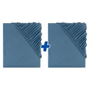 LIVARNO home Napínacia džersejová plachta z mikrovlákna, 90 – 100 x 200 cm, modrá, 2 kusy