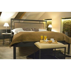 IRON-ART ALMERIA dub - kovová posteľ s dreveným čelom 160 x 200 cm, kov + drevo