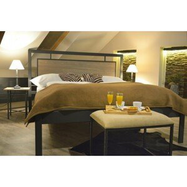 IRON-ART ALMERIA dub - kovová posteľ s dreveným čelom 90 x 200 cm, kov + drevo