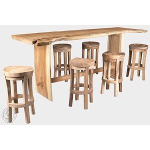 FaKOPA s. r. o. TRUNK BAR - drevený bar zo suaru 277 x 80 cm + 4 stolička, suar