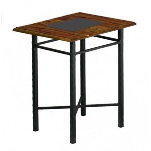 IRON-ART Nočný stolík CHAMONIX - s drevom, kov + drevo
