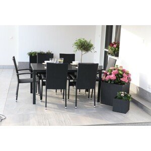 TEXIM VIKING L - ratanový záhradný stôl + 6 x stolička PARIS