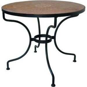 IRON-ART ST. TROPEZ - stabilný kovový stôl Ø 90 cm - so stolovou doskou - travertín, kov