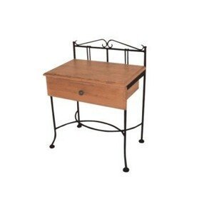 IRON-ART Nočný stolík SARDEGNA - so zásuvkou, kov + drevo