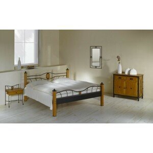 IRON-ART STROMBOLI - robustná kovová posteľ 160 x 200 cm, kov + drevo