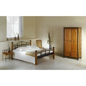 IRON-ART ALCATRAZ - robustná kovová posteľ 160 x 200 cm, kov + drevo