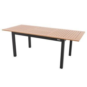 Doppler EXPERT WOOD antracit - rozkladací hliníkový stôl na zahradu s dekorom  dreva - 150/210x90x75 cm, hliník