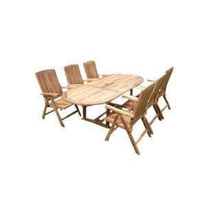 TEXIM FAISAL II. - záhradná jedálenská zostava - 1x stôl FAISAL + 6x kreslo AMERICA I - oválný stôl, teak