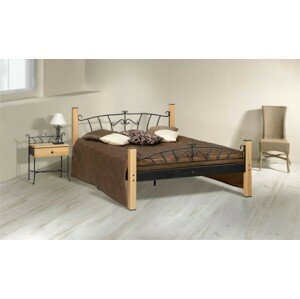 IRON-ART ALTEA - pôvabná kovová posteľ 140 x 200 cm, kov + drevo
