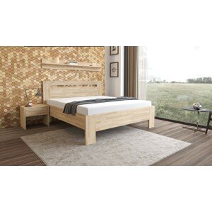 Texpol LÍVIA H - masívna dubová posteľ s horizontálne deleným čelom 90 x 200 cm, dub masív