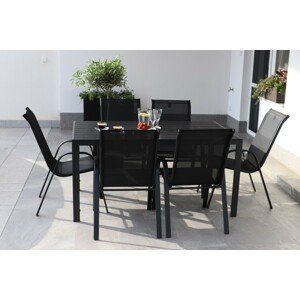 TEXIM VIKING L - záhradný jedálenský stôl + 6 x stolička RAMADA, hliník + umelé drevo / oceľ + textil