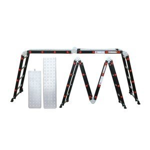 TEXIM BLACK PREMIUM NVLG-44 - multifunkčný hliníkový rebrík  4x 4 - 473 cm + kolieska + plošina